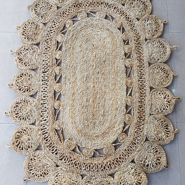 handwoven oval  jute rug