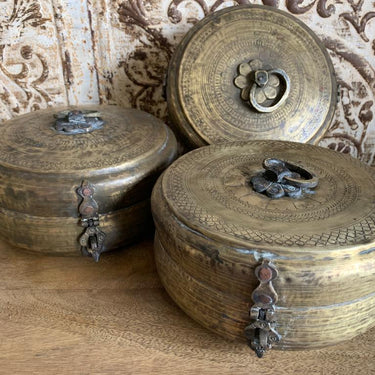 vintage brass chapati box