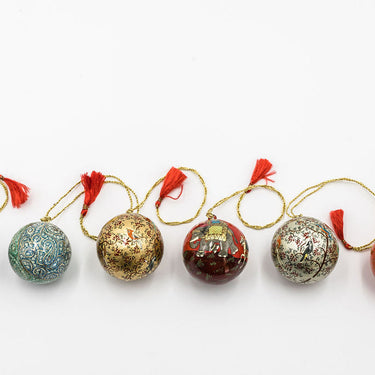 hand-painted papier mâché lacquer baubles