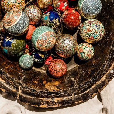 Hand-Painted Papier Mâché Lacquer Baubles