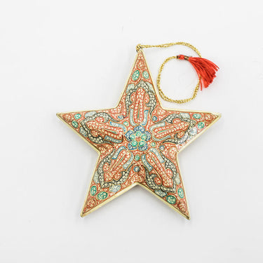 Hand-Painted Hanging Papiér Mâché Christmas Stars (3)