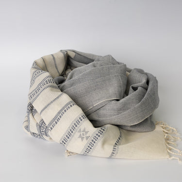 Fine cotton & indigo hand woven scarf