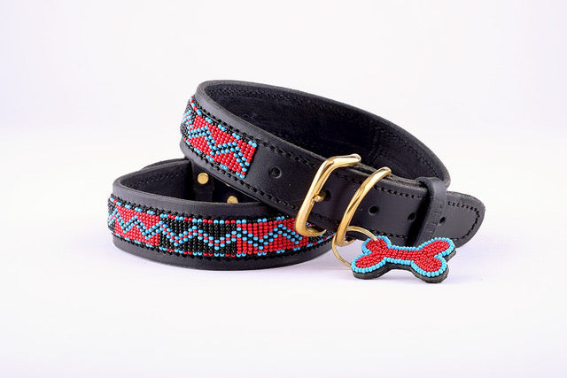 Kenyan beaded dog collars and leads - Main Image