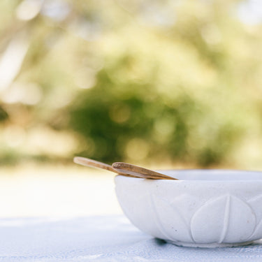 carved marble exterior petal bowl