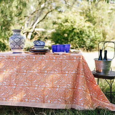 tablecloth cotton block print