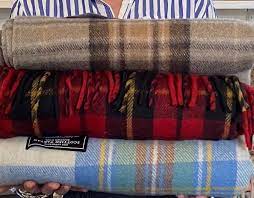 Recycled wool tartan blanket